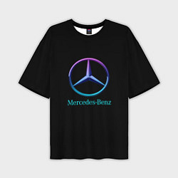 Футболка оверсайз мужская Mercedes neon logo, цвет: 3D-принт