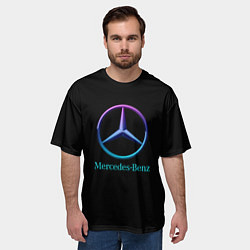 Футболка оверсайз мужская Mercedes neon logo, цвет: 3D-принт — фото 2