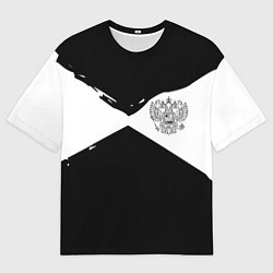 Мужская футболка оверсайз Герб рф абстрактные краски