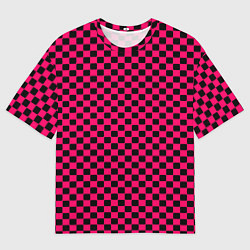 Мужская футболка оверсайз Паттерн розовый клетка
