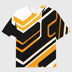 Мужская футболка оверсайз Чёрно-жёлтые полосы на белом фоне