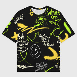 Мужская футболка оверсайз Неоновый смайл