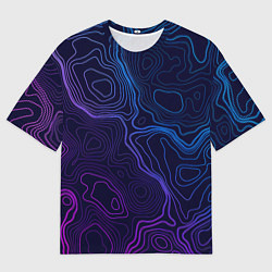Мужская футболка оверсайз Абстрактная топографическая карта
