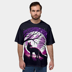 Футболка оверсайз мужская Лис и лунная ночь, цвет: 3D-принт — фото 2