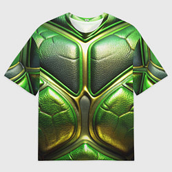 Мужская футболка оверсайз Объемная зеленая текстурная кожа