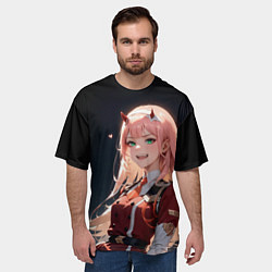 Футболка оверсайз мужская Милый во франксе - zero two, цвет: 3D-принт — фото 2