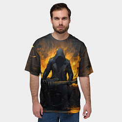 Футболка оверсайз мужская Гитарист играющий в пламени, цвет: 3D-принт — фото 2