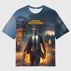 Мужская футболка оверсайз PUBG персонаж после взрыва