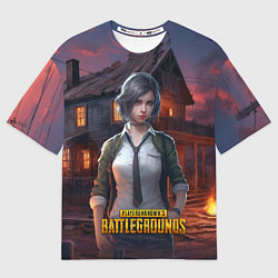 Футболка оверсайз мужская PUBG девушка в игре, цвет: 3D-принт