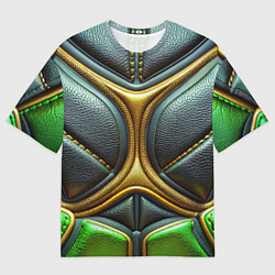 Мужская футболка оверсайз Футуристичная текстура из кожи