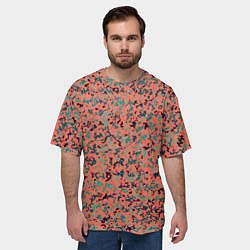 Футболка оверсайз мужская Розово-бирюзовый абстрактный, цвет: 3D-принт — фото 2