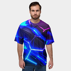 Футболка оверсайз мужская Микс разломленных плит и неоновое свечения, цвет: 3D-принт — фото 2