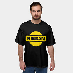 Футболка оверсайз мужская Nissan yellow logo, цвет: 3D-принт — фото 2