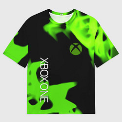 Мужская футболка оверсайз Xbox one green flame