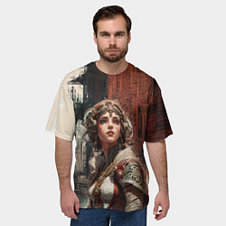 Футболка оверсайз мужская Девушка на фоне футуристичного города, цвет: 3D-принт — фото 2