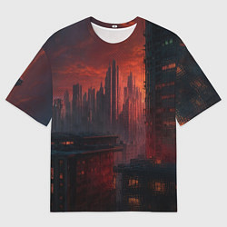Футболка оверсайз мужская Футуристичный вечерний пейзаж, цвет: 3D-принт
