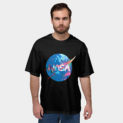 Футболка оверсайз мужская NASA космическое лого, цвет: 3D-принт — фото 2