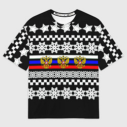 Мужская футболка оверсайз Rusiia winter pattern