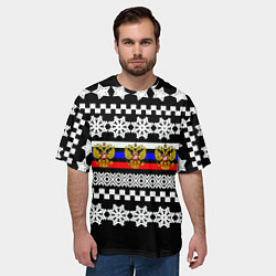 Футболка оверсайз мужская Rusiia winter pattern, цвет: 3D-принт — фото 2