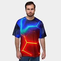 Футболка оверсайз мужская Красные плиты с ярким светом, цвет: 3D-принт — фото 2
