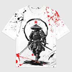 Футболка оверсайз мужская Самурай и брызги чернил, цвет: 3D-принт
