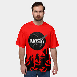 Футболка оверсайз мужская Marshmello x Nasa red, цвет: 3D-принт — фото 2