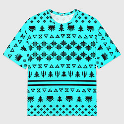 Мужская футболка оверсайз Ведьмак зимний паттерн