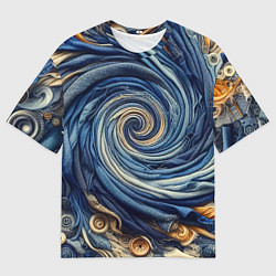 Футболка оверсайз мужская Воронка из джинсы и пуговиц - нейросеть, цвет: 3D-принт