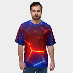 Футболка оверсайз мужская Светящиеся лавой неоновые плиты в разломе, цвет: 3D-принт — фото 2
