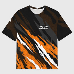 Футболка оверсайз мужская KTM - Рваный гексагон, цвет: 3D-принт