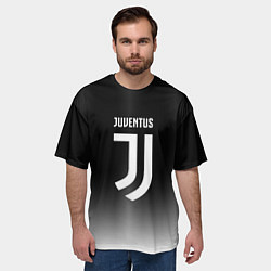 Футболка оверсайз мужская Ювентус серый градиент, цвет: 3D-принт — фото 2