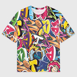 Мужская футболка оверсайз Буква т в граффити