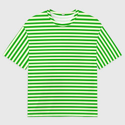Мужская футболка оверсайз Бежево-зелёный полосатый