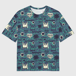 Мужская футболка оверсайз Граффити корона с бриллиантами