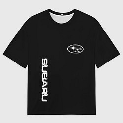 Мужская футболка оверсайз Subaru logo white