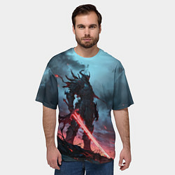 Футболка оверсайз мужская Рыцарь с раскаленным мечом, цвет: 3D-принт — фото 2