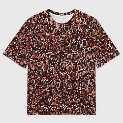 Мужская футболка оверсайз Тёмный красный паттерн мелкая мозаика