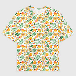 Мужская футболка оверсайз Акварельные тропические фрукты