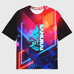 Футболка оверсайз мужская Samurai neon game, цвет: 3D-принт