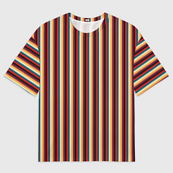 Мужская футболка оверсайз Жёлтый красный и бирюзовый в сочетании полосы