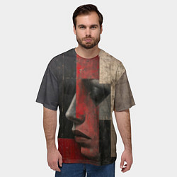 Футболка оверсайз мужская Женщина в прямоугольниках, цвет: 3D-принт — фото 2