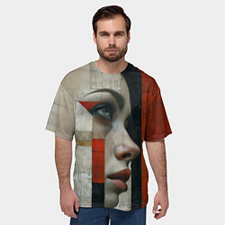 Футболка оверсайз мужская Девушка в профиль с голубыми глазами, цвет: 3D-принт — фото 2