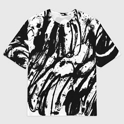 Футболка оверсайз мужская Чёрно-белая абстракция: нейросеть, цвет: 3D-принт