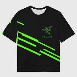 Мужская футболка оверсайз Razer line green