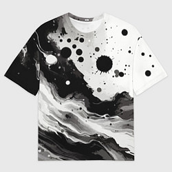 Футболка оверсайз мужская Чёрно-белая абстракция - кляксы, цвет: 3D-принт