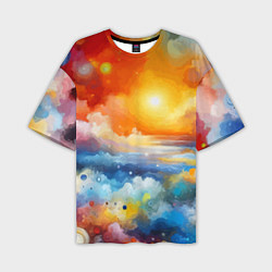 Футболка оверсайз мужская Закат солнца - разноцветные облака, цвет: 3D-принт