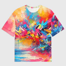 Мужская футболка оверсайз Красочная абстракция - импрессионизм