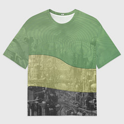 Футболка оверсайз мужская Футурисчтичный пейзаж города, цвет: 3D-принт