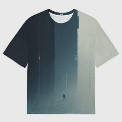 Футболка оверсайз мужская Человек в городском тумане, цвет: 3D-принт