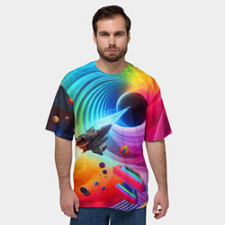 Футболка оверсайз мужская Полёт к чёрной дыре - нейросеть, цвет: 3D-принт — фото 2